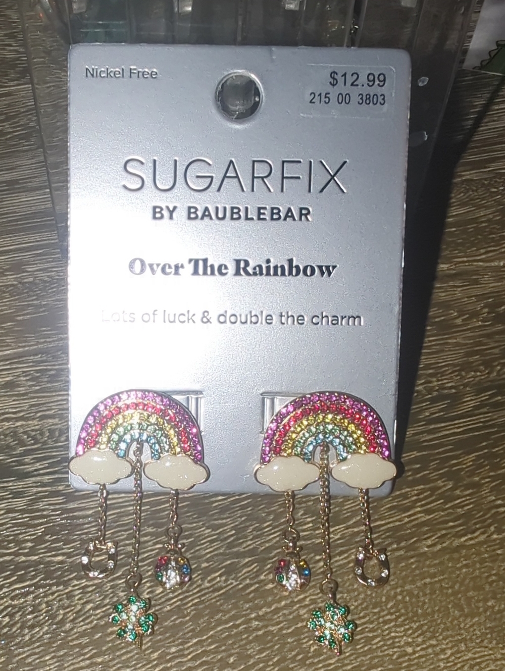 Justice Rainbow Dangle Earrings with Multi-Color Rhinestones